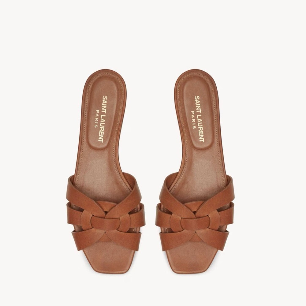 Saint Laurent Tribute Leather Mules, Flat Sandals